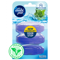 Запаска для підвісного блоку для туалету Ambi Pur Odor Stop 5в1 Свіжа вода і м’ята, 3 х 55 г